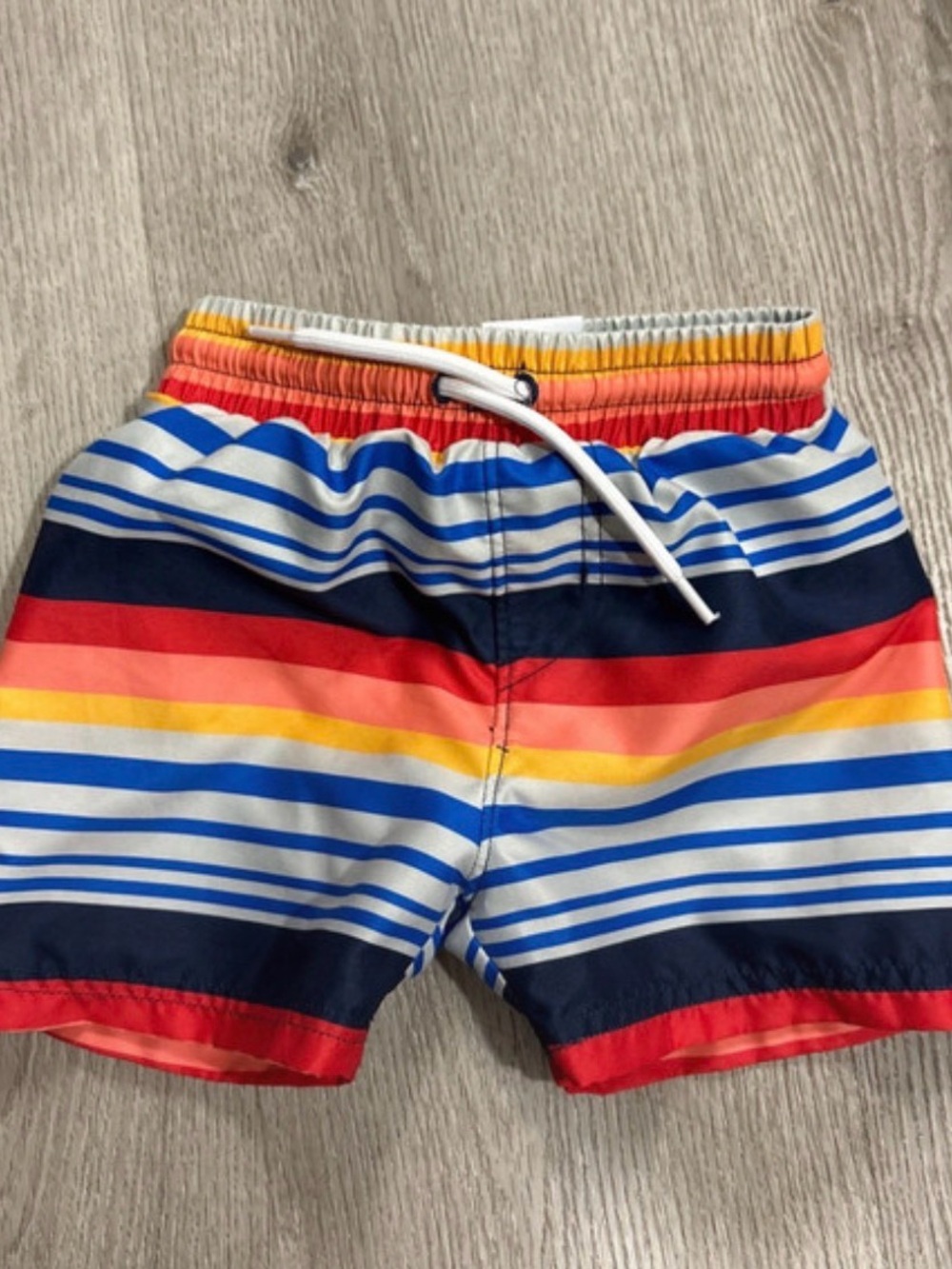 Kids Striped Swim Shorts in Blue, Red & Yellow